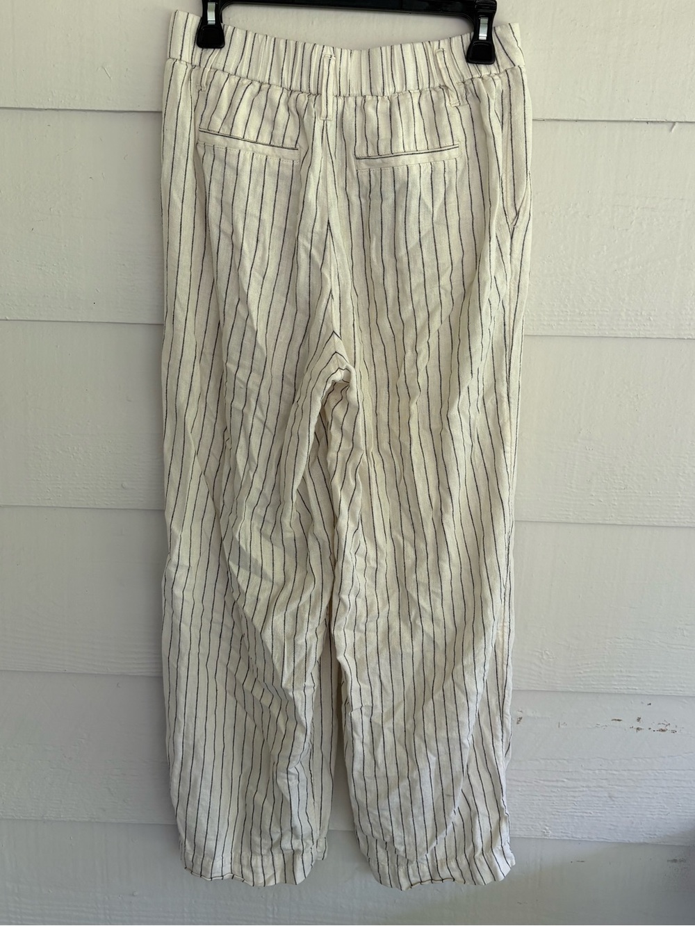 New Day Women’s Size 2 Linen Blend Striped Wide Leg Pants Cream Black Coastal - Picture 3 of 5